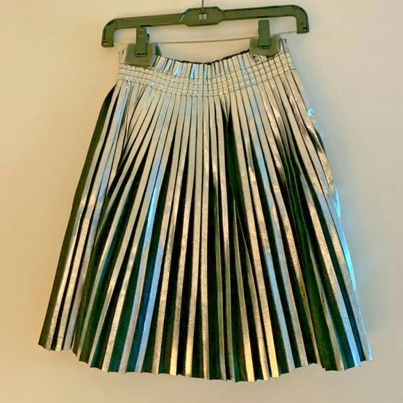 MM6 margínela pleated faux leather silver skirt 38 - Picture 2 of 4